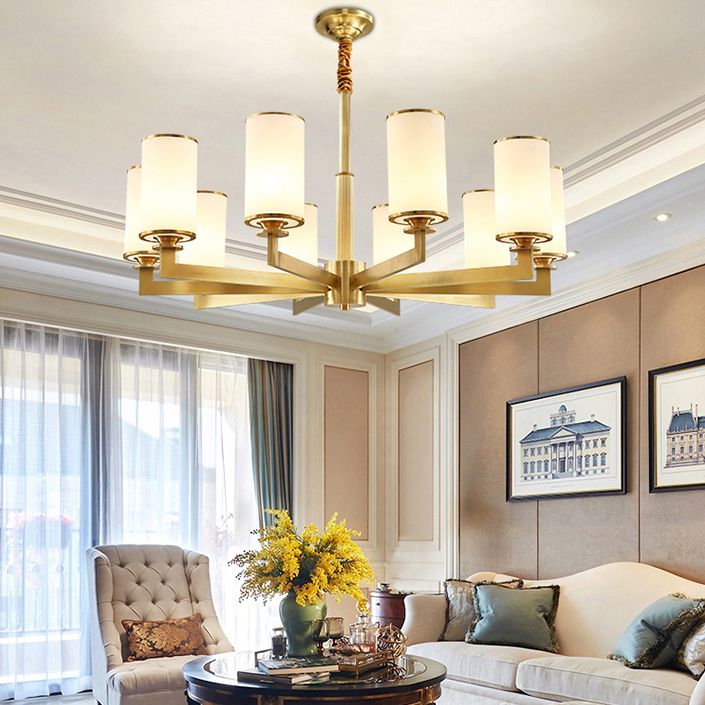 Lustre de lustre cylindrique américain lustre de plafond en cuivre