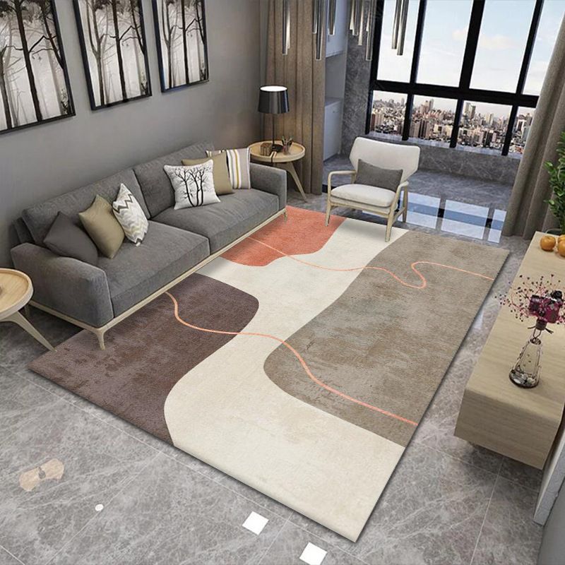 Yellow Graphic Carpet Polyester Modern Carpet Washable Carpet for Drawing Room