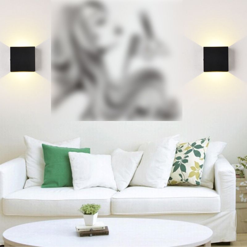 2-Lights Aluminum Wall Light Modern Cube 4" Wide Wall Sconce for Living Room