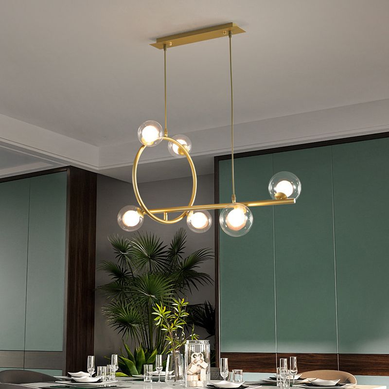 Modern Creative Style Hanging Lamp Gold Glass Island Light Fixture for Dining Room