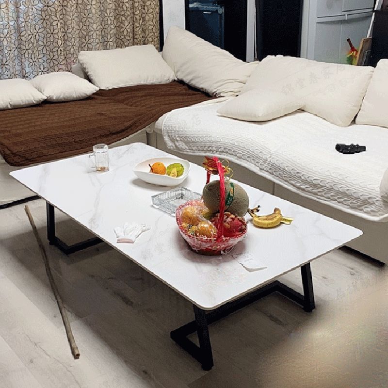 Rectangular Slate 1 Single Coffee Table 17.7-In High Frame Cocktail Table