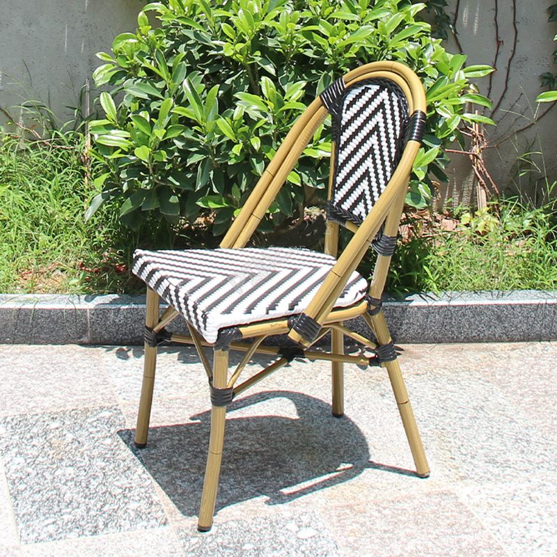 Stacking Armchair Tropical Rattan Dining Armchair with Upholstered