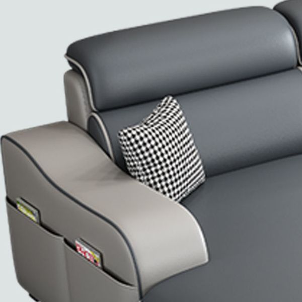 Blue L-Shape Sectional Sofas Living Room Square Arm Sectional Couch