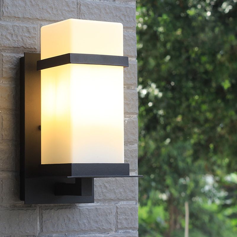 Modern Simple Style Retangular Shade Wall Sconce LED Metal 1 Light Sconces in Black Finish