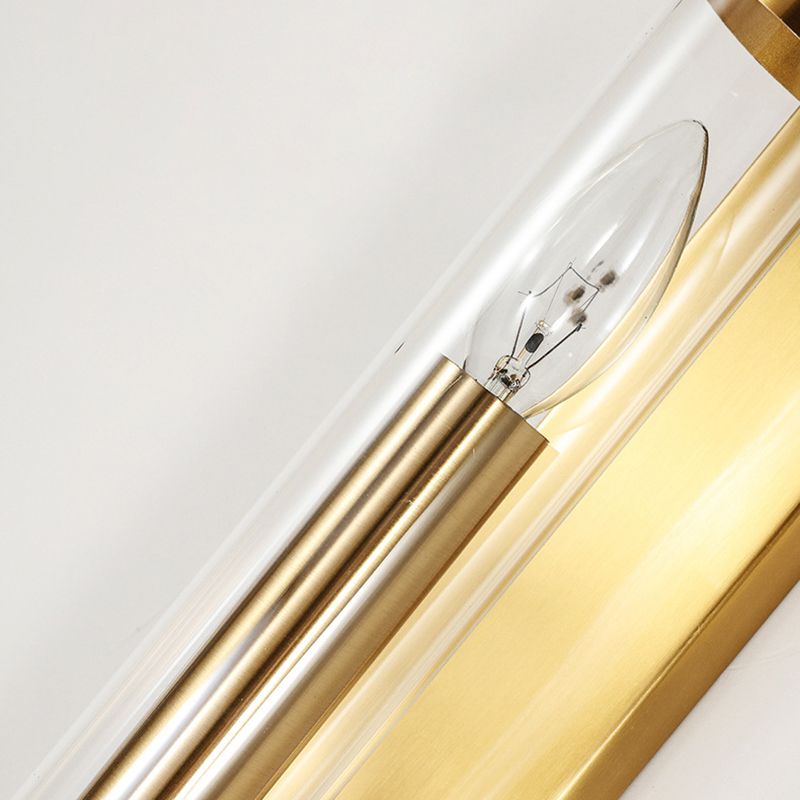 Cylinder Shape Glass Wall Lighting Modern Style 1 Light Wall Mounted Light in Gold