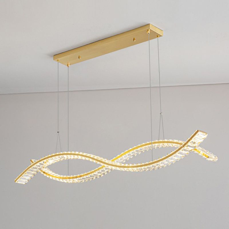 Modern 1/2-Light Golden Kitchen Island Lighting LED Ceiling Light