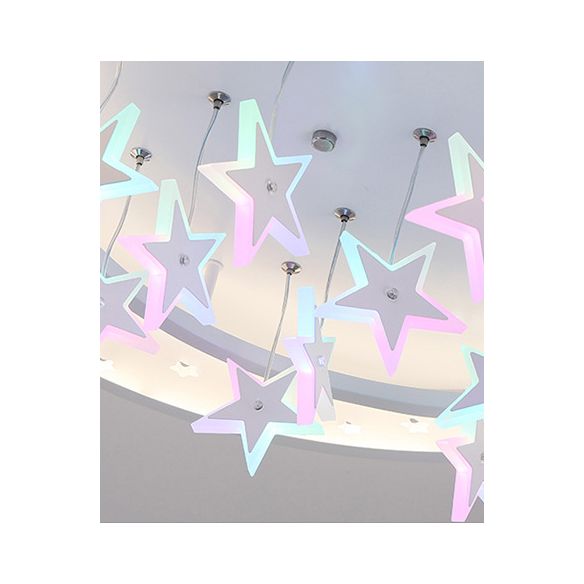 Moon And Star Flush Light 1 Light Acrylic Modern Flush Mount Ceiling Light Fixtures for Girls Bedroom