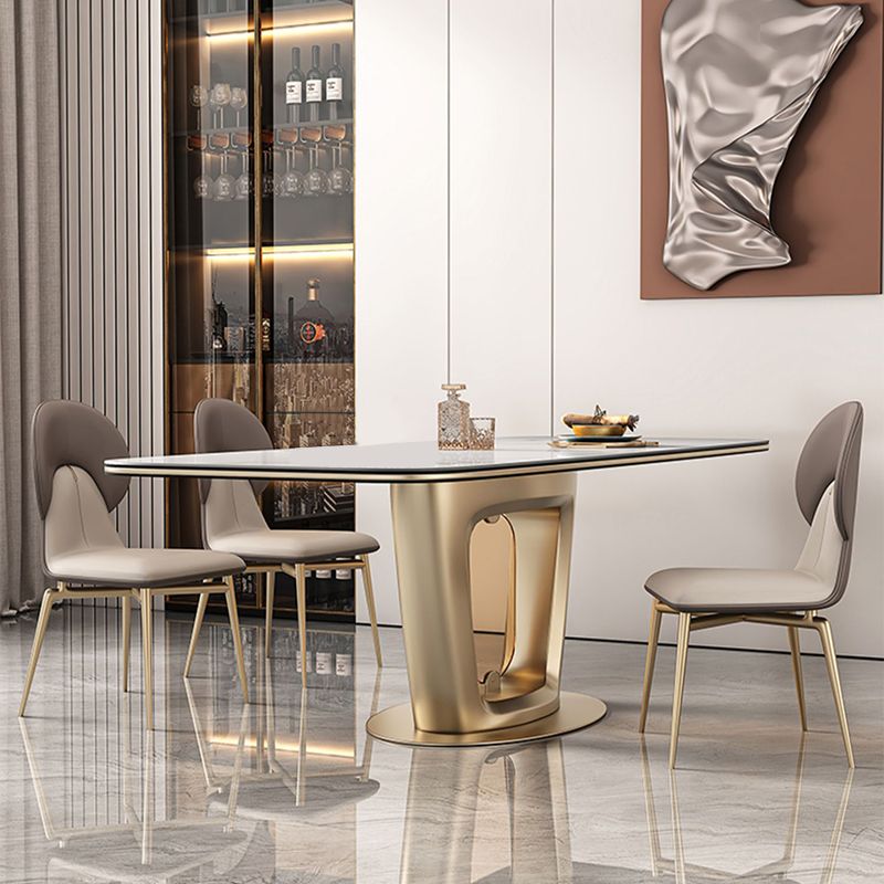 Glossy White Stone Dining Table Set for Home 1/5 Pieces Modern Dinette Set