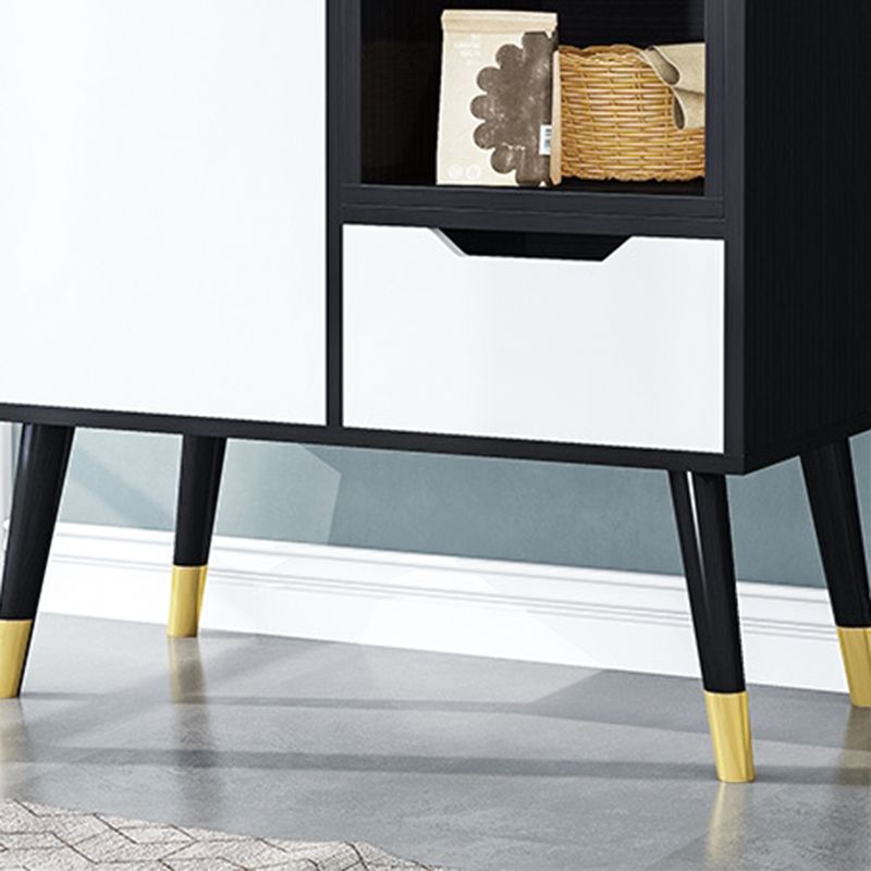 Black and White Sideboard Contemporary Engineered Wood Sideboard for Dining Room