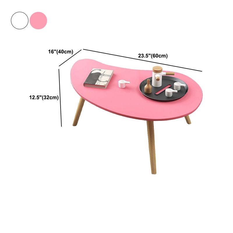 15.7"H Modern 4 Legs Wood Base White/Pink/Natural Irregular Top Coffee Table