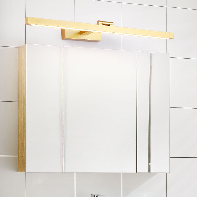 Metal Linear Shade Mirror Wall Lights Modern 1 Head Wall Mount Fixture in Gold