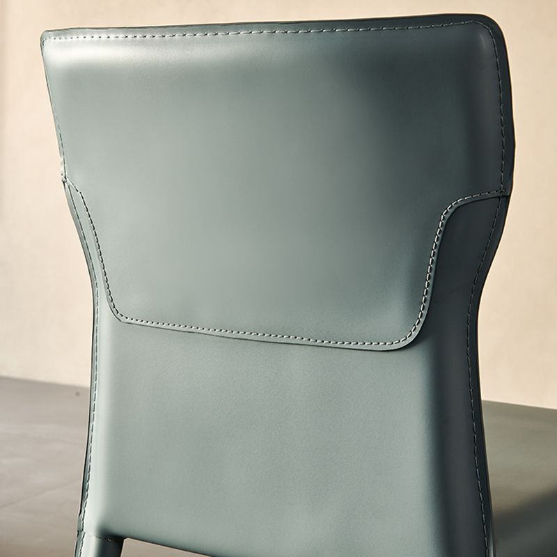 Metal Contemporary Home Side Chair with Leather Legs Matte Finish Dining Chair