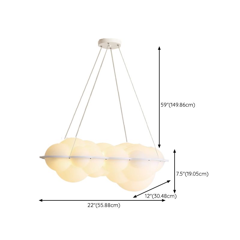 Contemporary Hanging Light Cloud Island Light Fixture in White for Dining Room