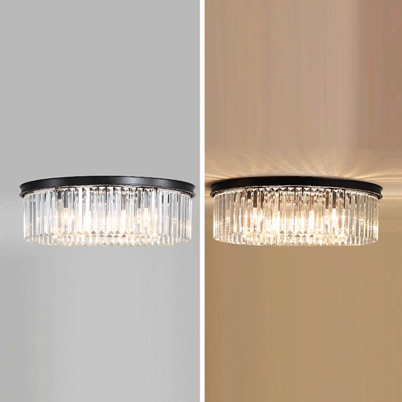 Modern Flush Mount Lamp Round Ceiling Lighting with Crystal for Living Room