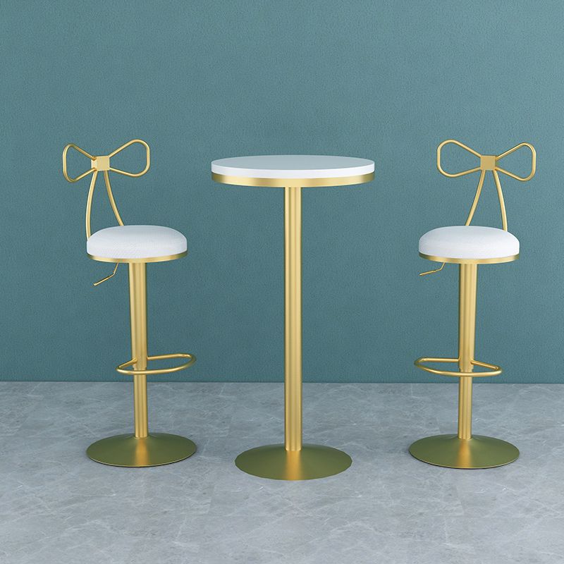 Glam Rotatable Backrest Counter Stool Steel Cafe Bar Stool with Cushion and Pedal