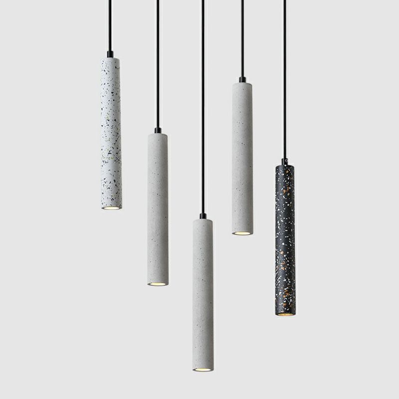 Tube LED Pendant Spotlight Minimalist Terrazzo Dining Room Hanging Ceiling Light