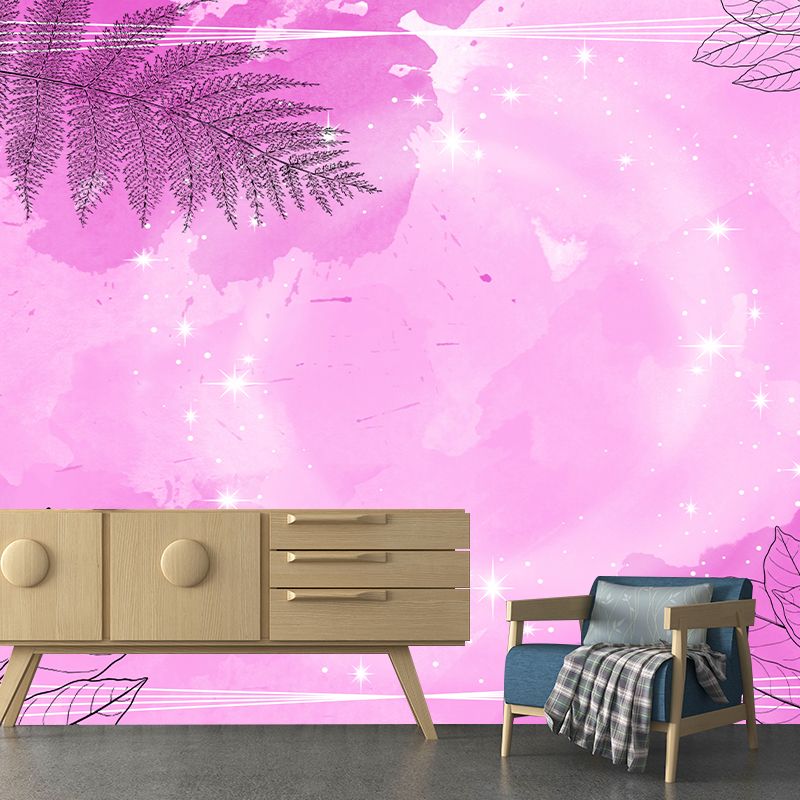 Eco-friendly Plant Illustration Wall Mural Wallpaper Sitting Room Wall Mural