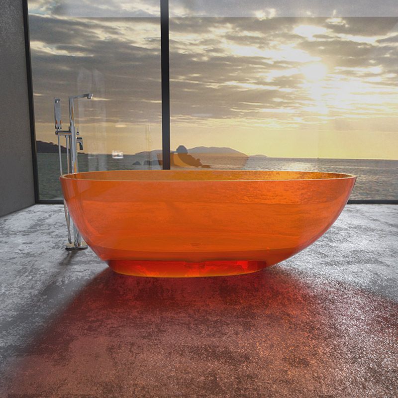 Modern Ellipse Bathtub Acrylic Freestand Soaking Bathtub with Drain Bath Tub