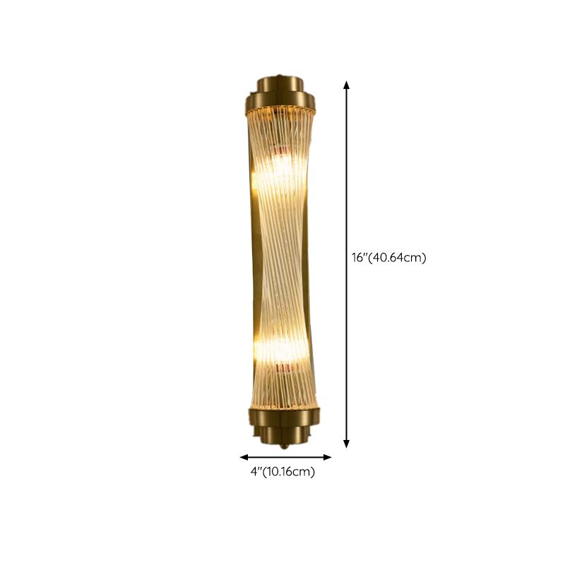 2 - Light Flush Mount Metal and Crystal Post Modern Wall Sconce in Black / Gold