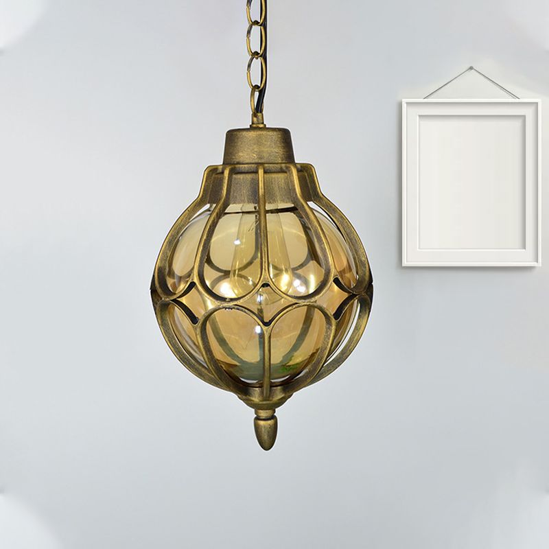 1 Licht 7 "/9"/11 "Weitkugel Anhängerlampe Vintage Bernstein Glashängung Lampe in Schwarz/Bronze/Gold