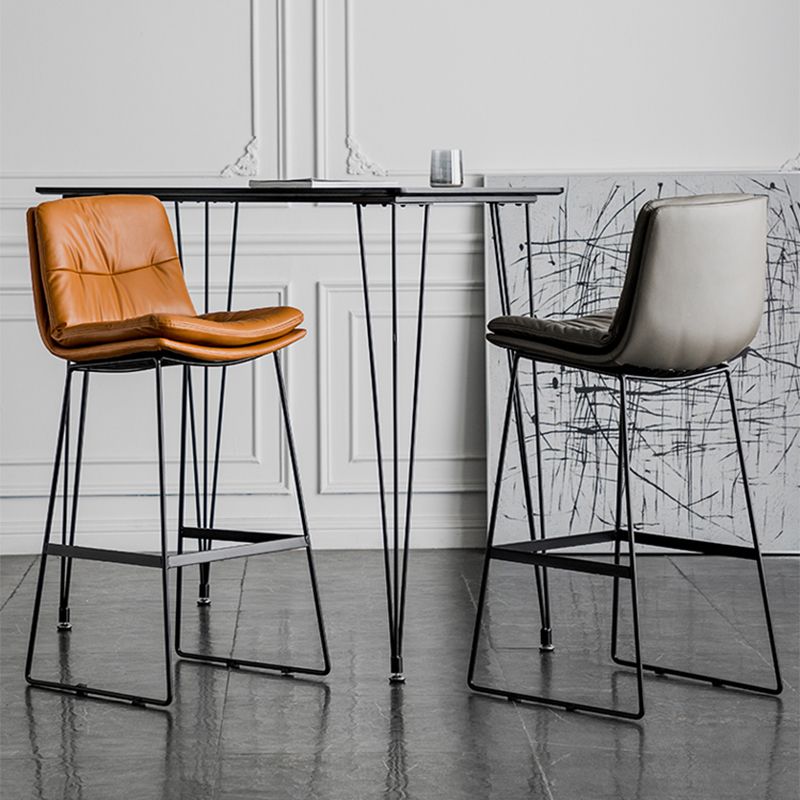 Modern Backrest Armless Counter Stool Iron Cafe Bar Stool with Cushion