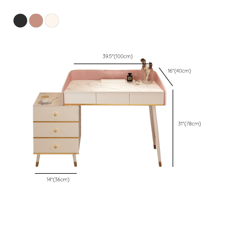 Wood Mirrored Vanity Desk with 5/6 Drawers Luxurious Dressing Table