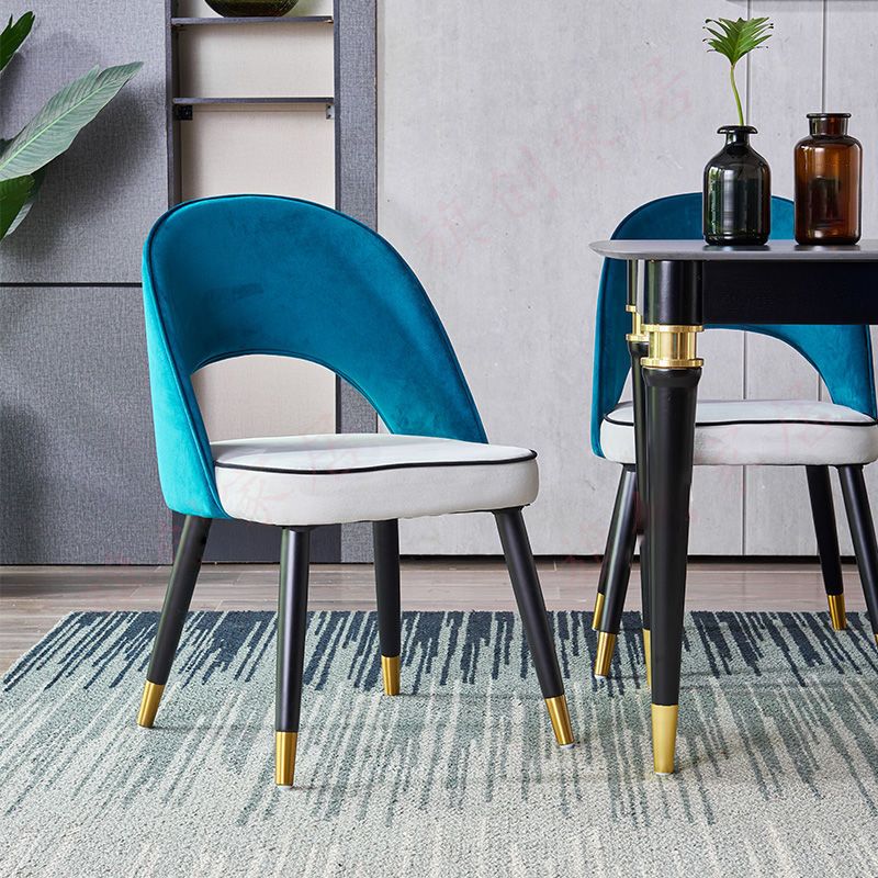 Glam Arm Chair Fabric Open Back Dining Chair for Dining Room