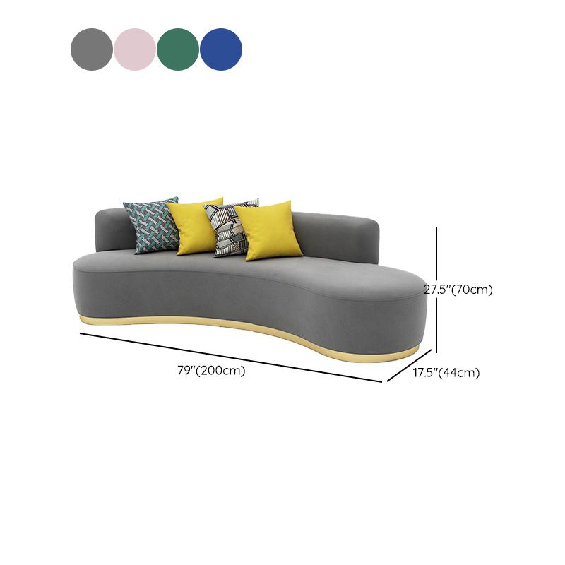 Contemporary Curved Settee Solid Color Tight Back Sofa for Living Room