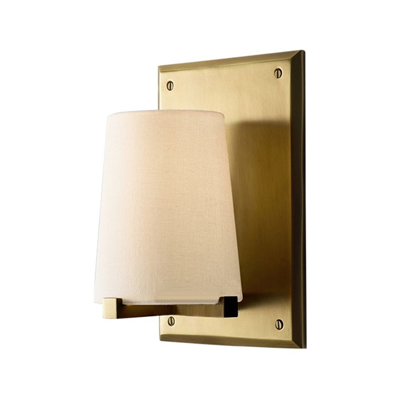 Modern Metal Wall Sconce Cone Shape Wall Light with Fabric Shade for Bedroom