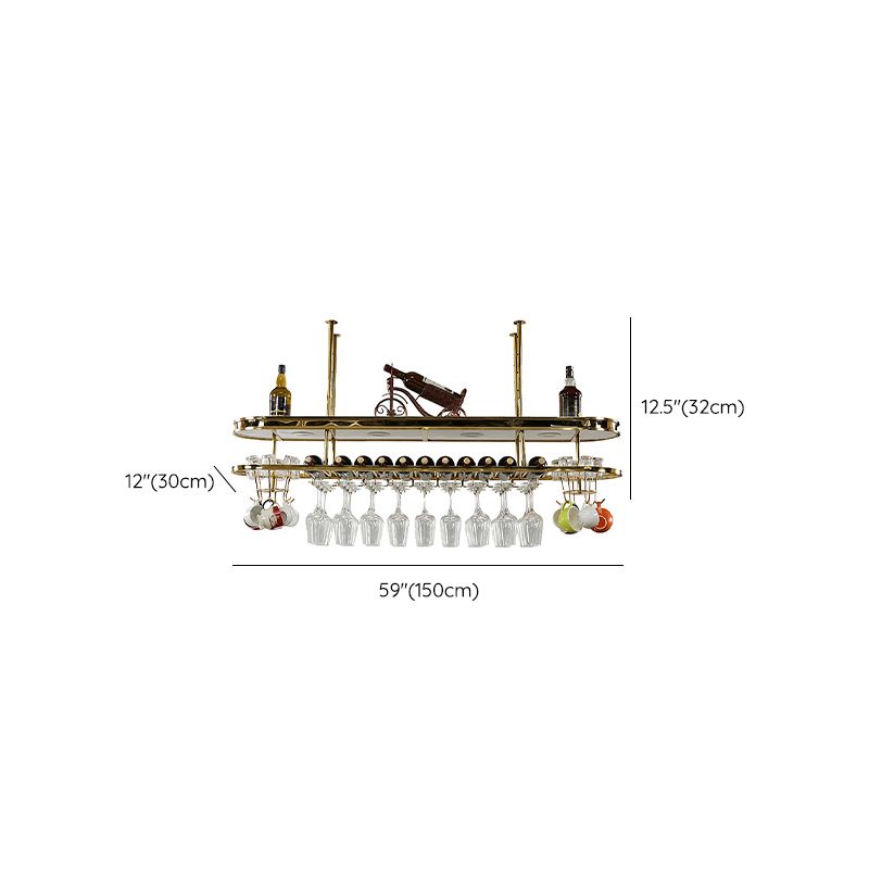 Stainless Steel Wine Rack Modern Style Hanging Wine Rack Holder in Gold