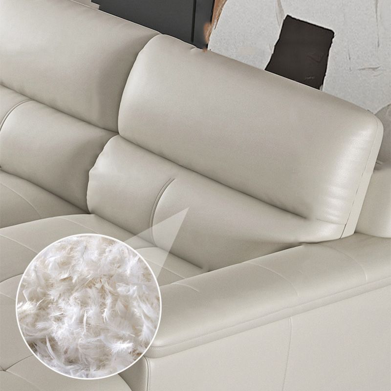 Modern Cream High Back Sofa and Chaise Pillow Top Arm Leather Sectional