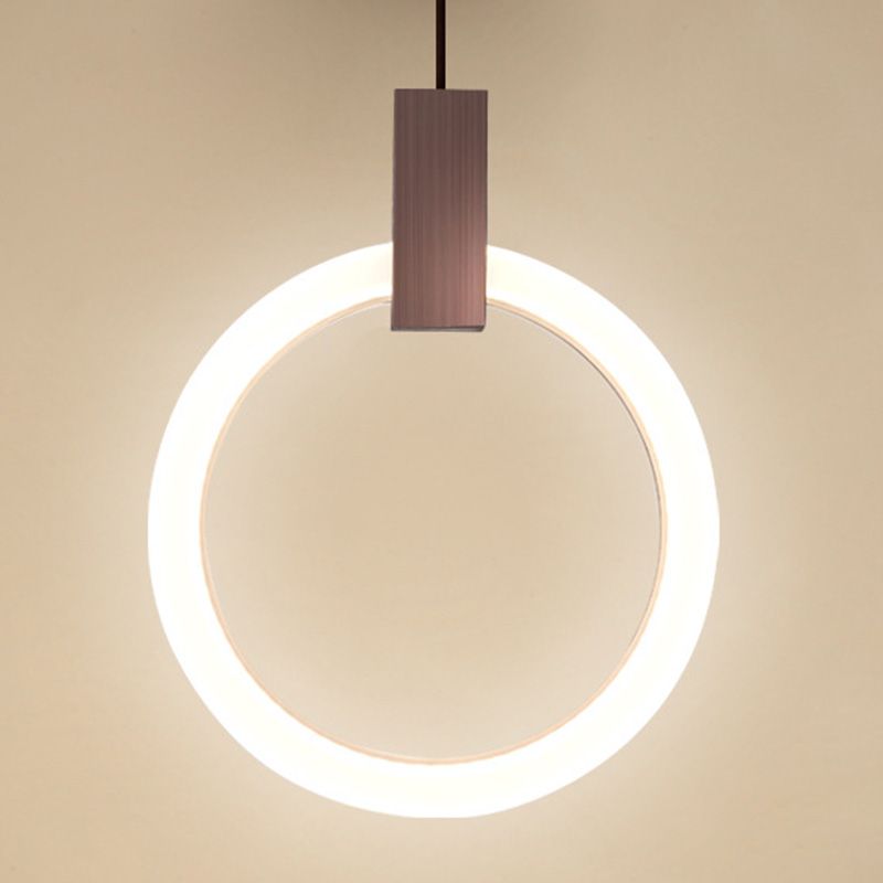 Halo Ring Pendant Light Fixture Simple Acrylic Dining Room LED Suspended Lighting