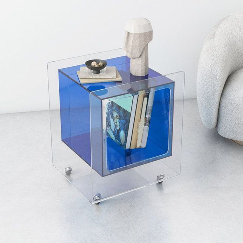 21.65"/23.62" Tall 1 - Shelf Nightstand Acrylic with Casters Night Stand