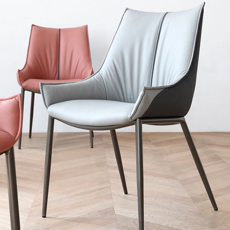 Metal Kitchen Dining Side Chair Upholstered Dining Chair with Black Legs