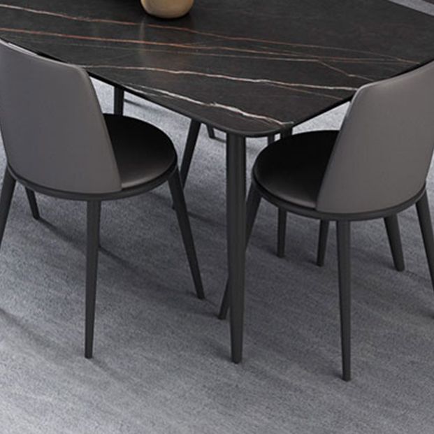 Modern 1/4/6/7 Pieces Black Dining Table Set with Sintered Stone Top Rectangle Dinette Set