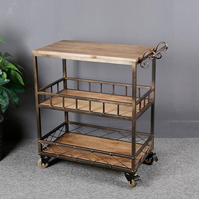 Contemporary Wood Kitchen Island Table Stationary Kitchen Island Table with Open Storage