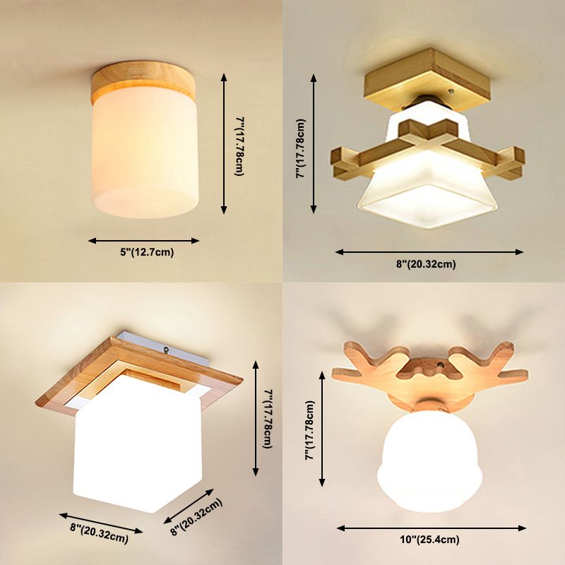 Moderne, schattige Deckeneinbauleuchte aus hellem Holz, Gang-Deckenleuchte aus Holz