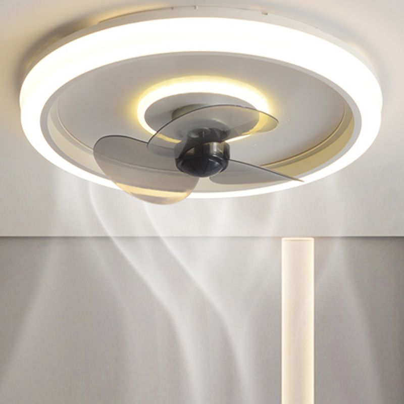 Modern 20" Wide LED Fan Light Metal Round Flush Mount Light for Living Room
