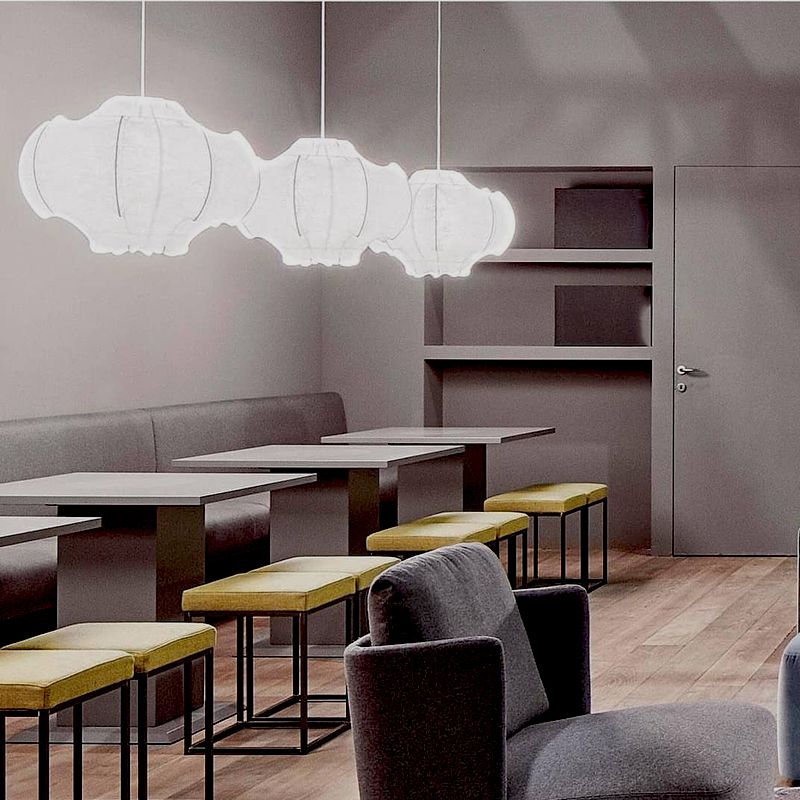 1-Light White Hanging Fixture in Modern Style Silk Unique Pendant Lighting