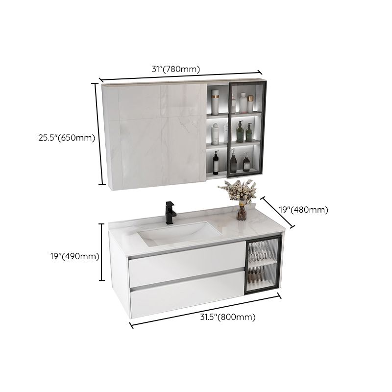 Contemporary White Sink Cabinet Bathroom Vanity Cabinet with Mirror Cabinet