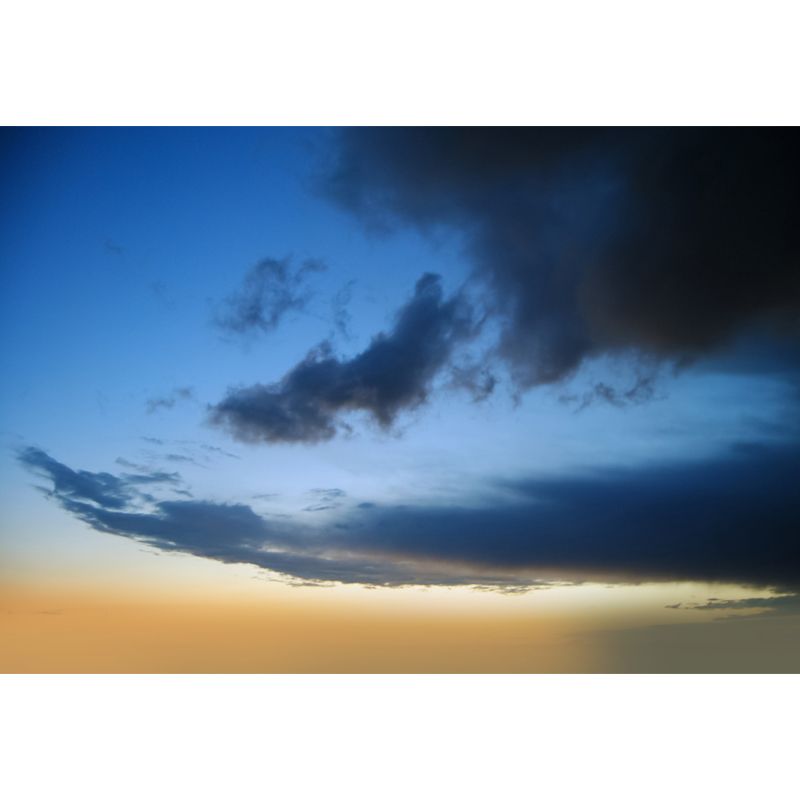 Modern Nightfall Cloud Mural Decal Blue-Yellow Stain Proof Wall Decor for Living Room