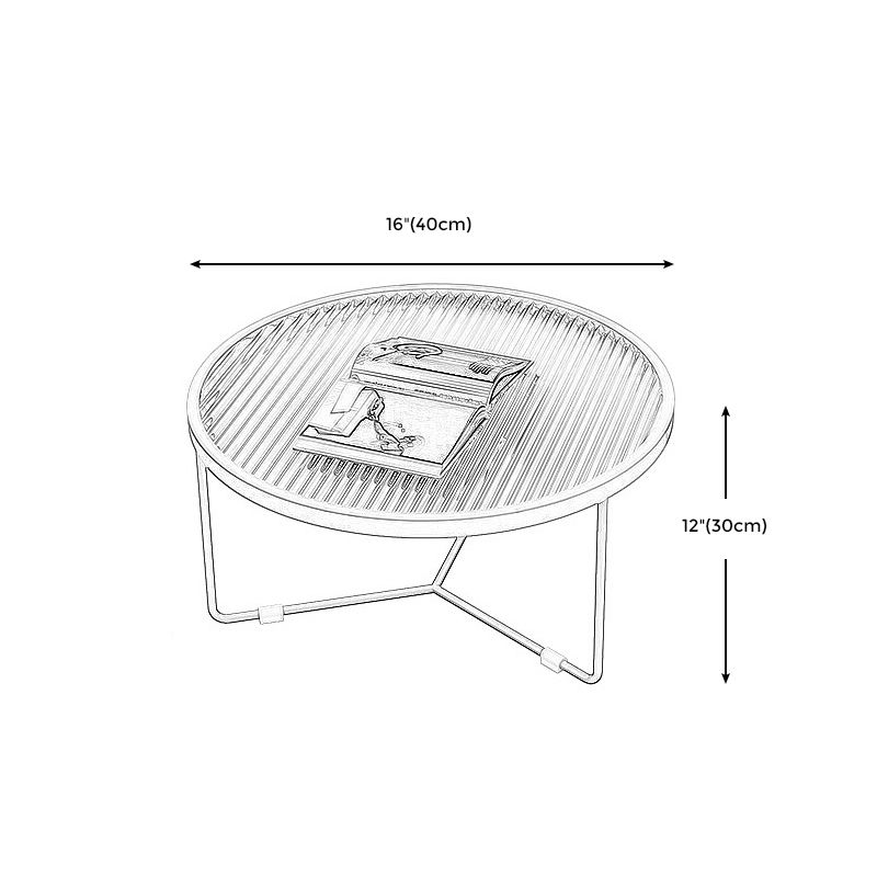 11.8"H Metal Frame Base Glass Round Table Top Coffee Table for Apartment