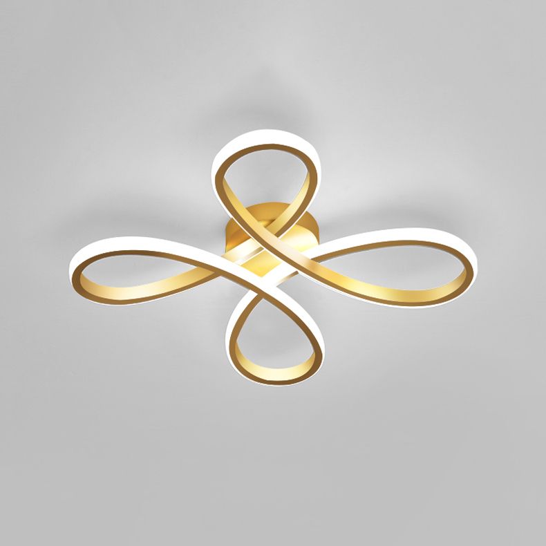 Metal Floral Ceiling Mounted Fixture Simple Style Ceiling Flush in Gold