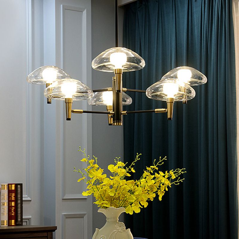 Lampada del lampadario nordico Gold e nero Jellyfish Light Kit con tonalità in vetro trasparente
