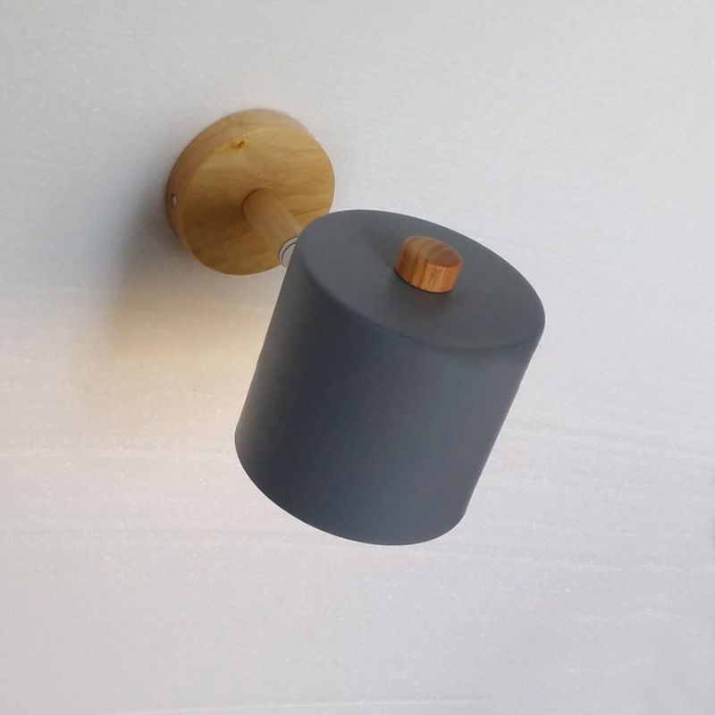 Macaron Cylindrical Wall Reading Lamp Metal 1 Head Bedroom Wall Light Fixture