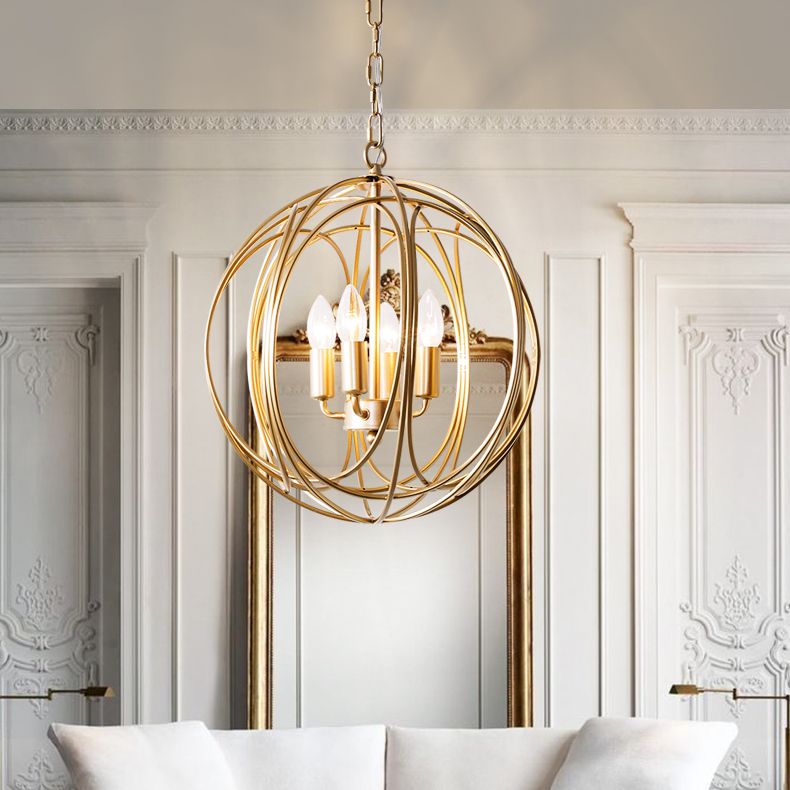 Designer Style Chandelier Gold Metal Ceiling Chandelier for Living Room