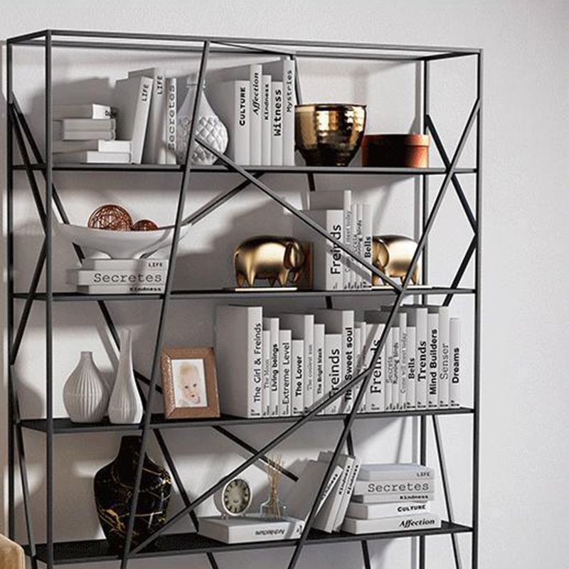 Metal Open Storage Bookshelf Industrial Rectangle Etagere Bookcase