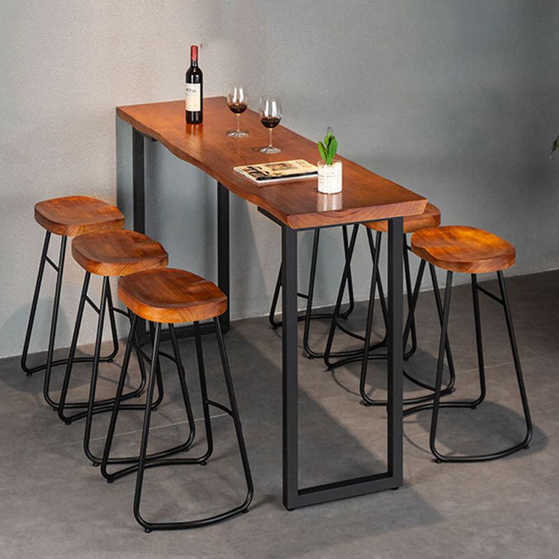Industrial 1/2/7 Pieces Solid Wood Bar Table Set Rectangular Counter Set for Home Use