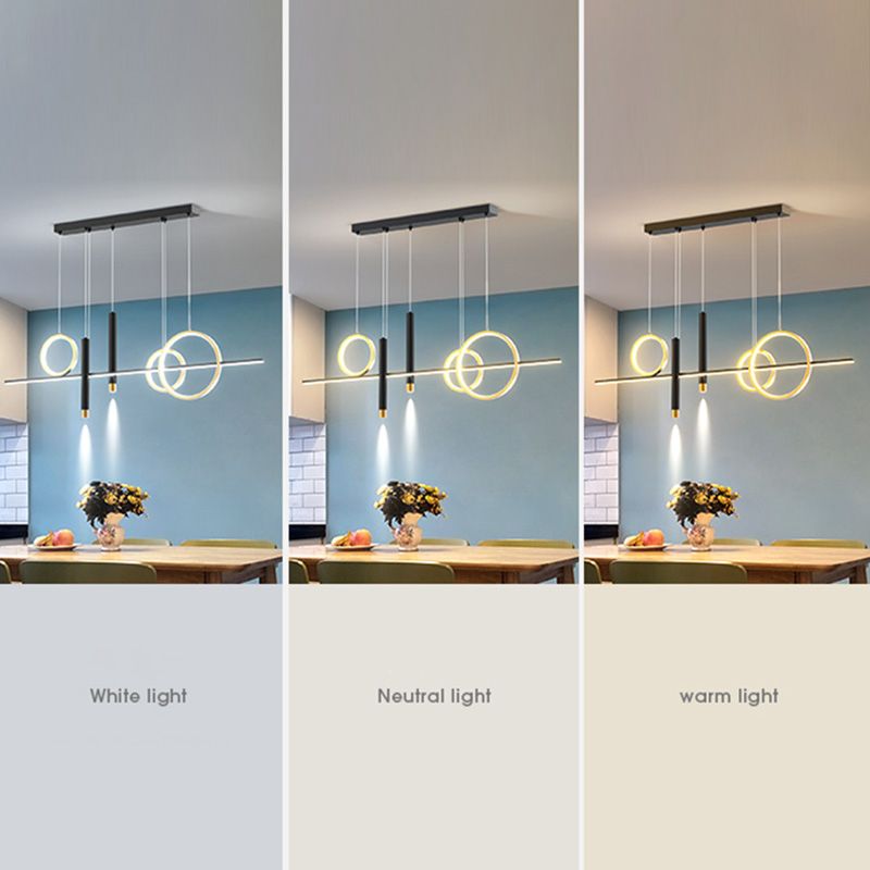 Modern Linear Island Chandelier Lights Metal Pendant Light Kit