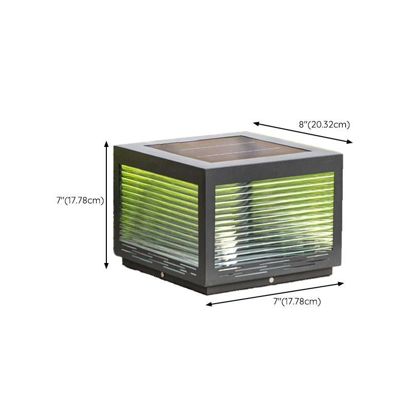 Geometric Shape Metal Outdoor Light Modern Style 1 Light Solar Pillar Lights in Black